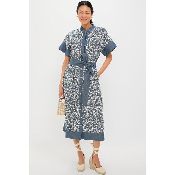 TUCKERNUCK Embroidered Chambray Wildflower Meadows Prescott Dress Size M NWT